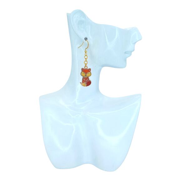 Fox Earrings | Fall Woodland Animal Dangle Jewelry - Picture 4 of 4